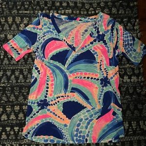 Lilly Pulitzer Ocean Jewels V-neck Mid Sleeve Tee